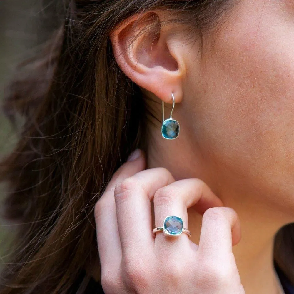 Blue Topaz Earrings | Rose Gold