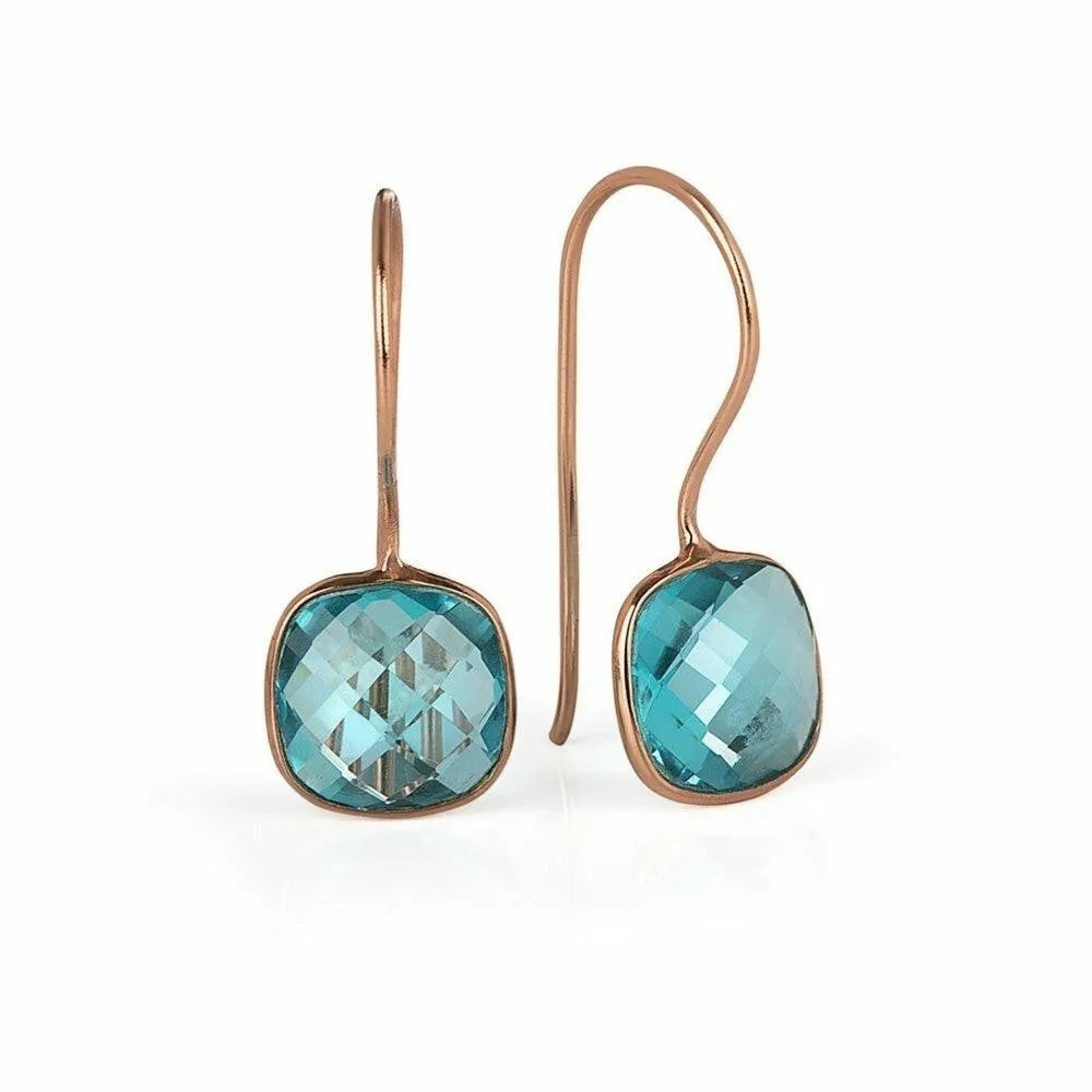 Blue Topaz Earrings | Rose Gold