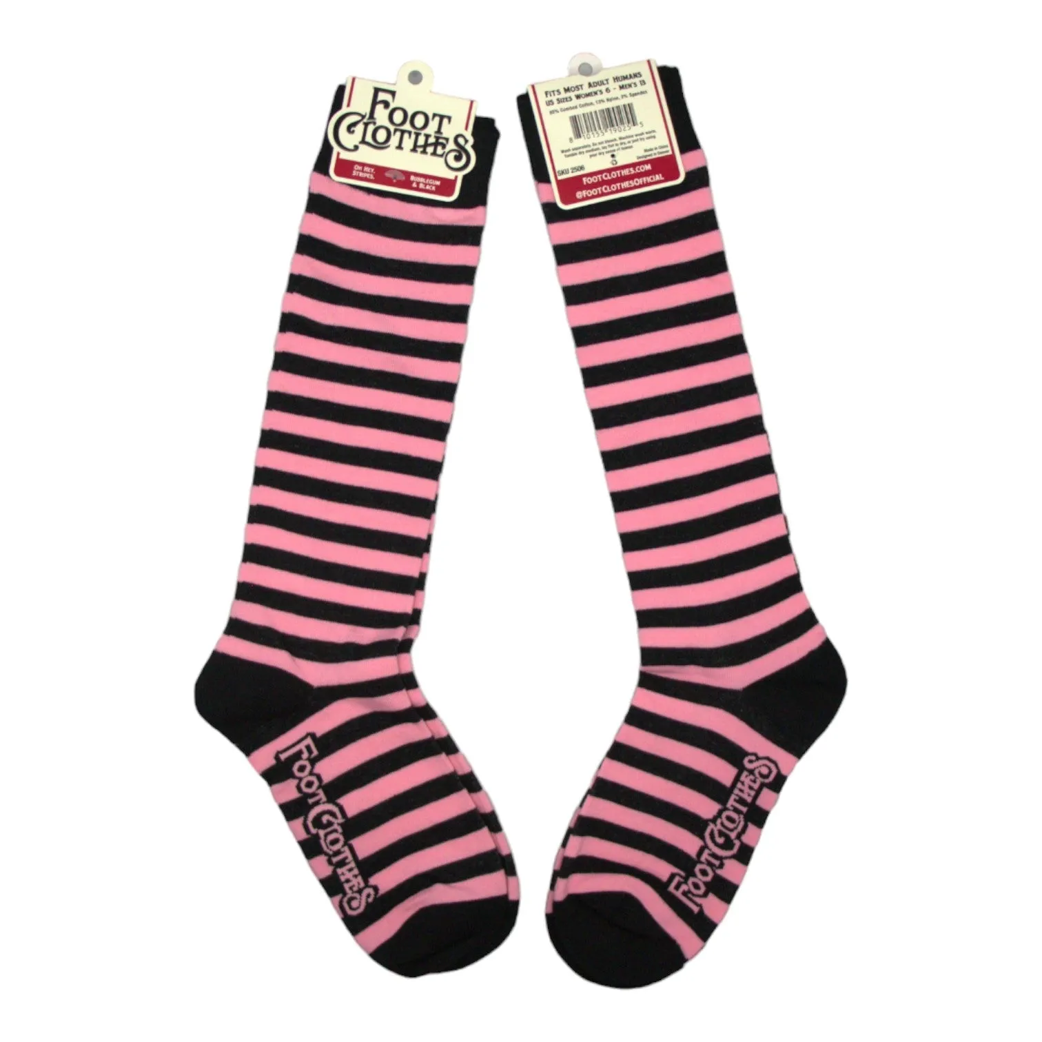 Bubblegum and Black Stripes Knee High Socks