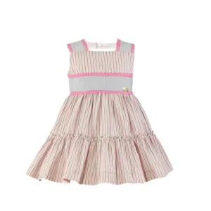 CLEARANCE SALE Miranda - Girls Pink and Blue Stripe Dress 629V