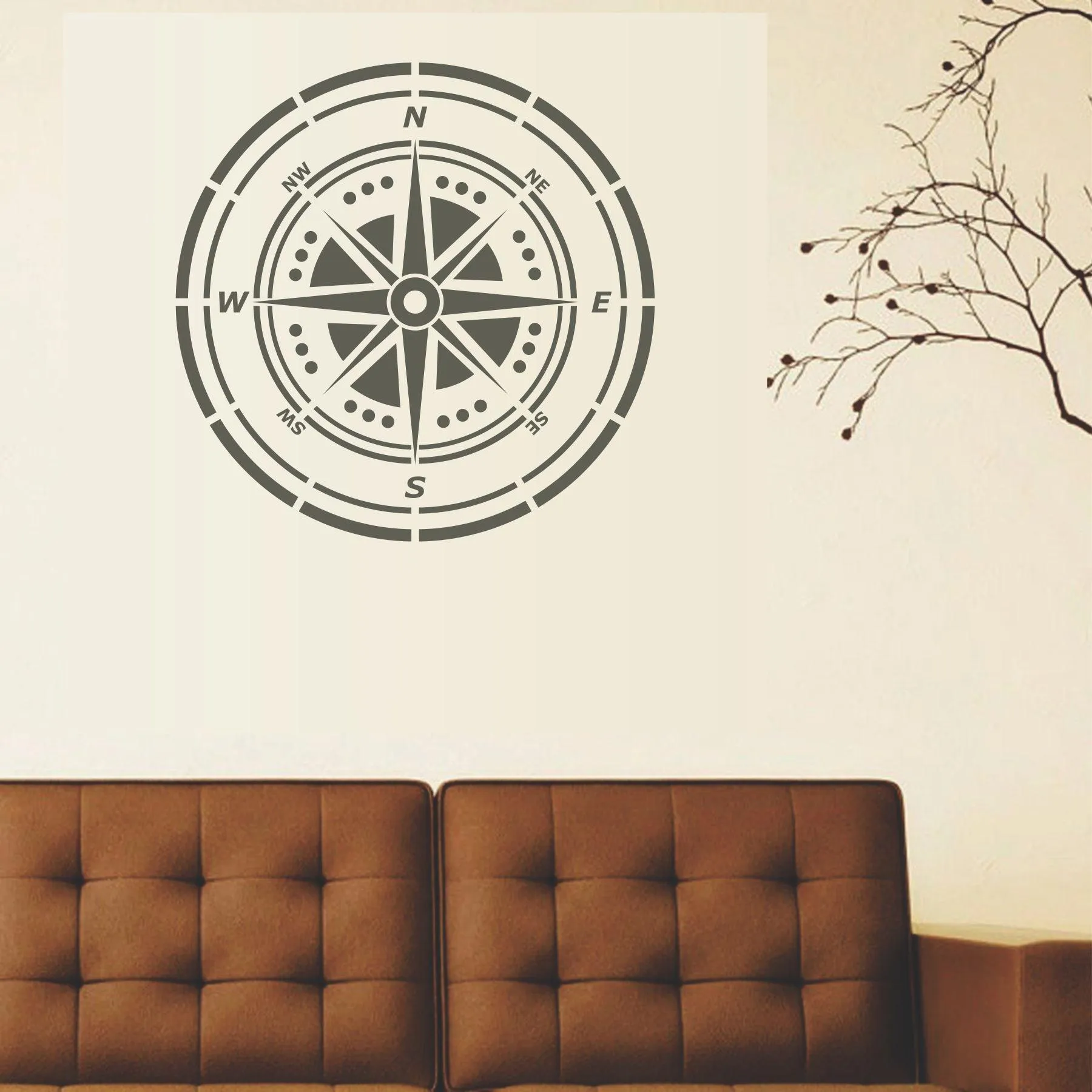 Compass Reusable Stencil For Canvas And Wall Painting