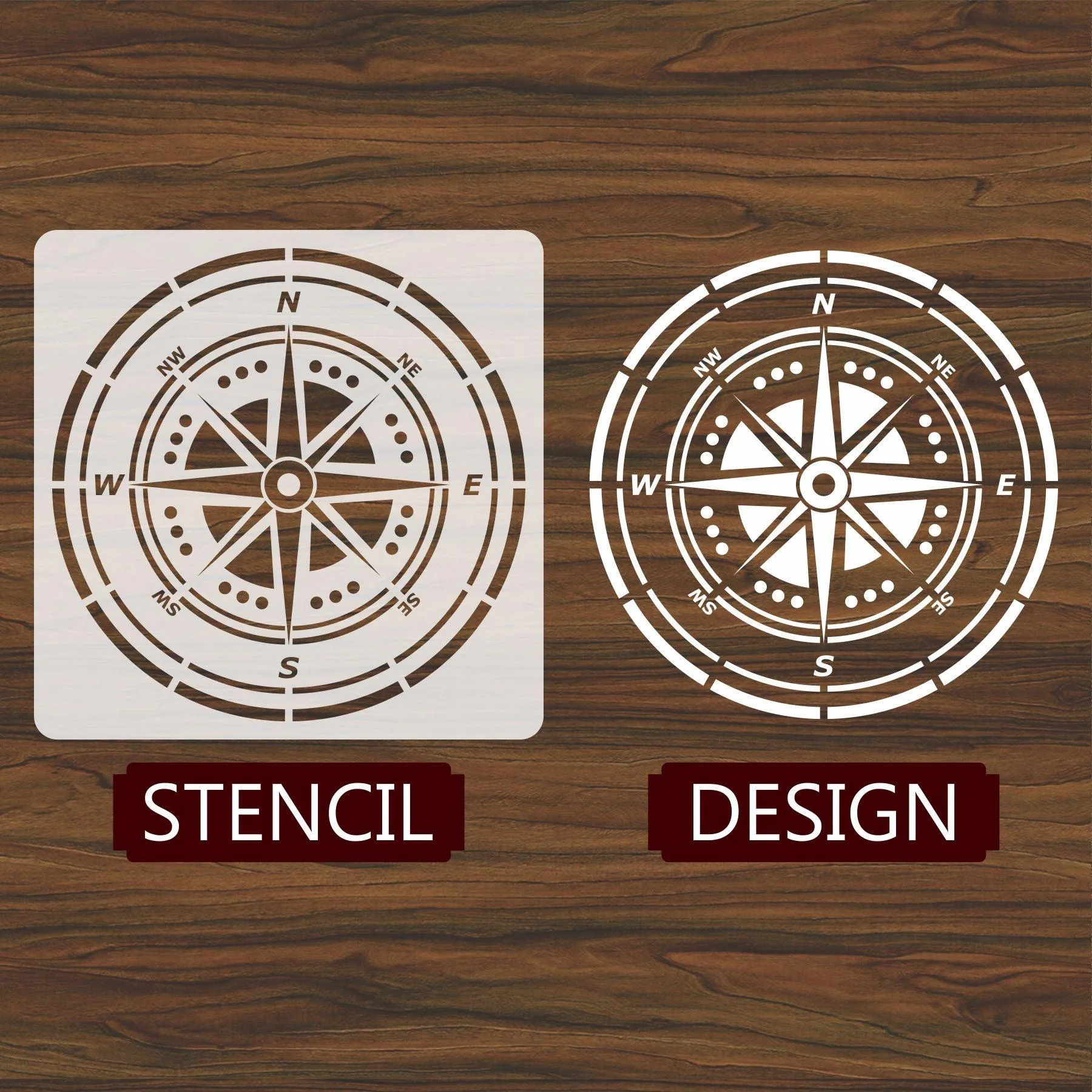 Compass Reusable Stencil For Canvas And Wall Painting