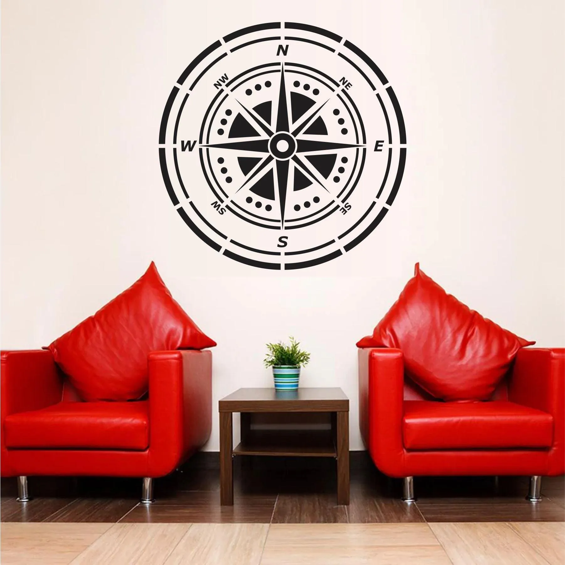 Compass Reusable Stencil For Canvas And Wall Painting