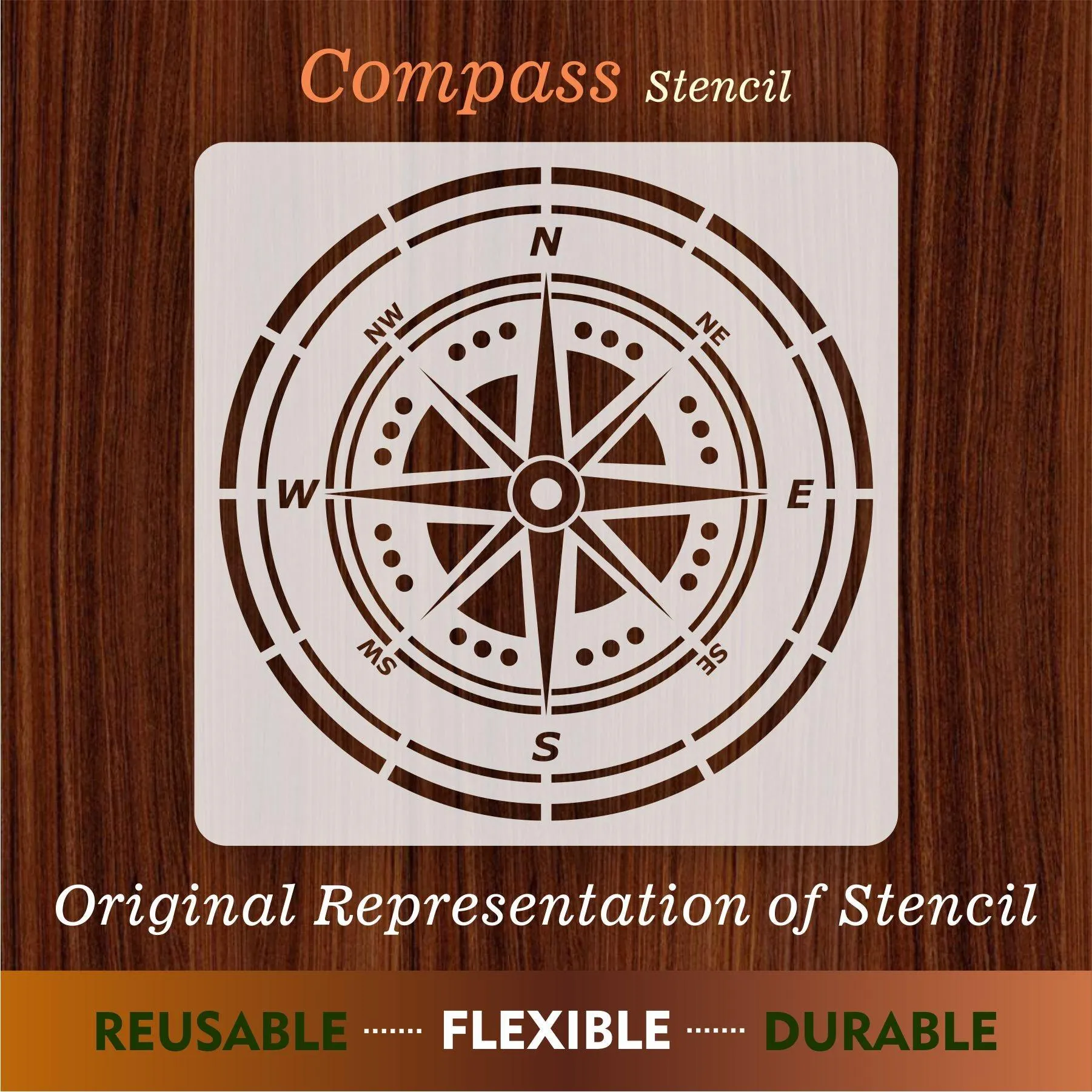 Compass Reusable Stencil For Canvas And Wall Painting