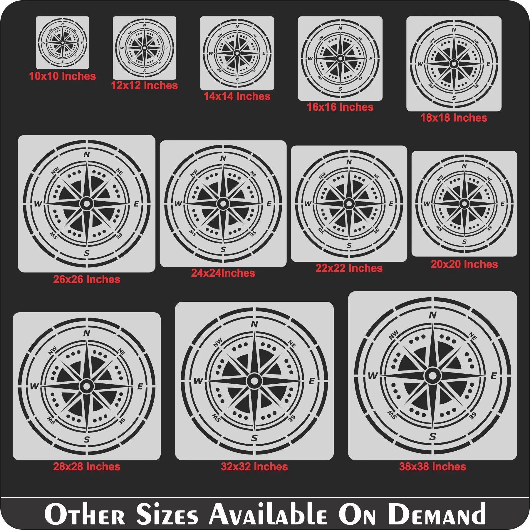 Compass Reusable Stencil For Canvas And Wall Painting