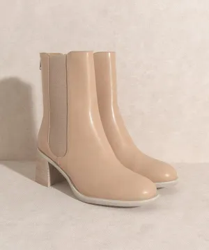 Cora Leather Ankle Booties - Nude