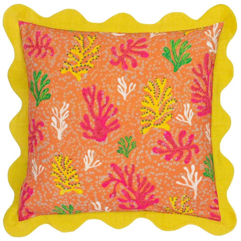 Coral Scalloped Cushion Citronelle