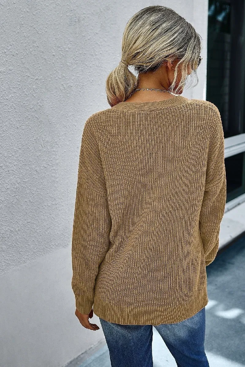 Cut.Neck Knitted Sweater - Assorted Colors.