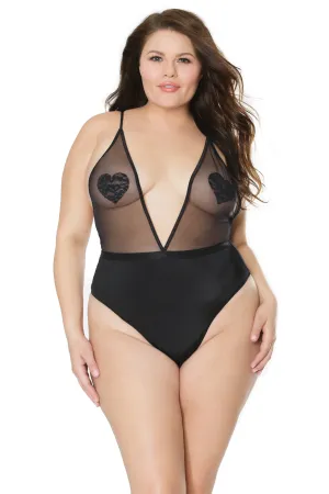 Deep V Crotchless Teddy