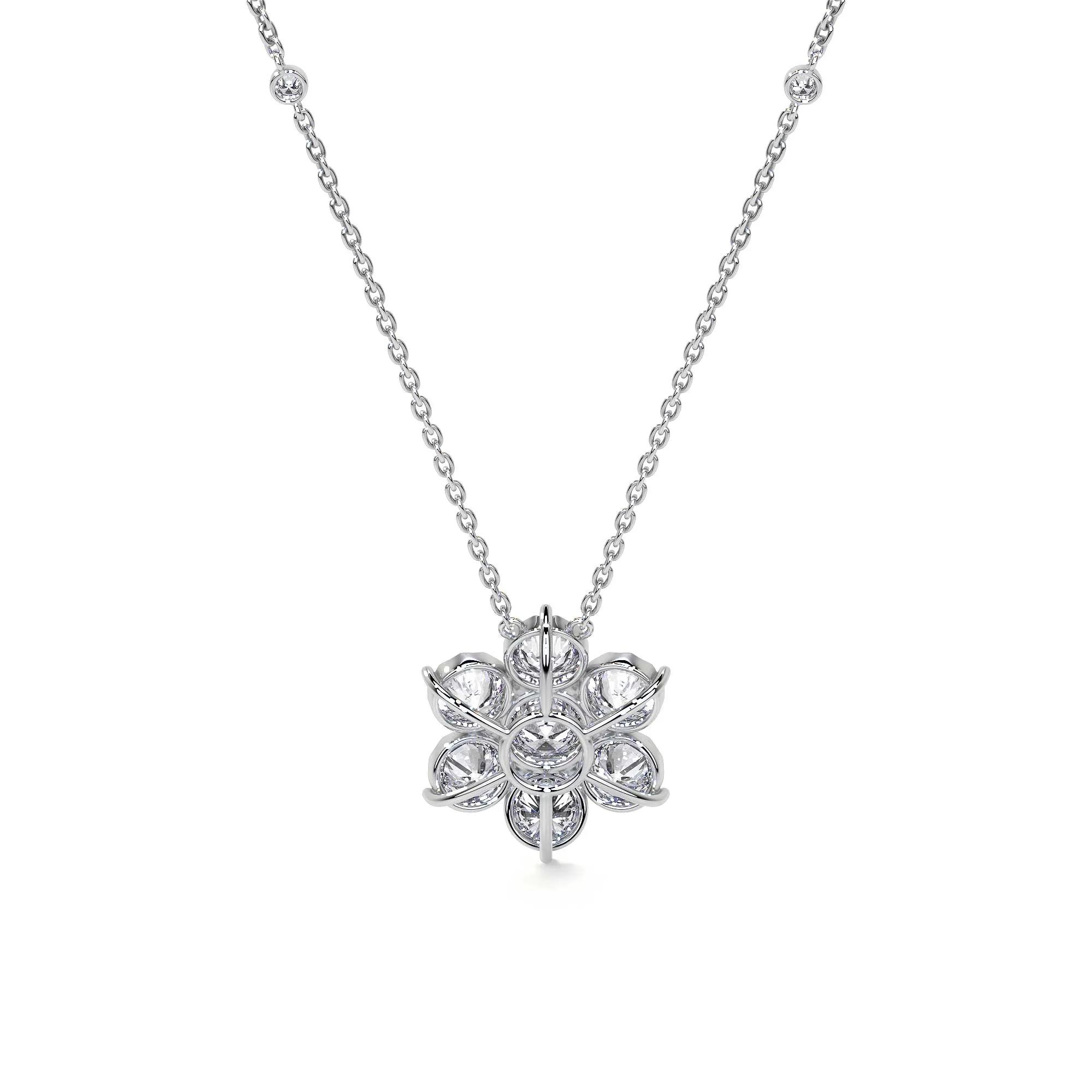 Diamond Flower Pendant Necklace