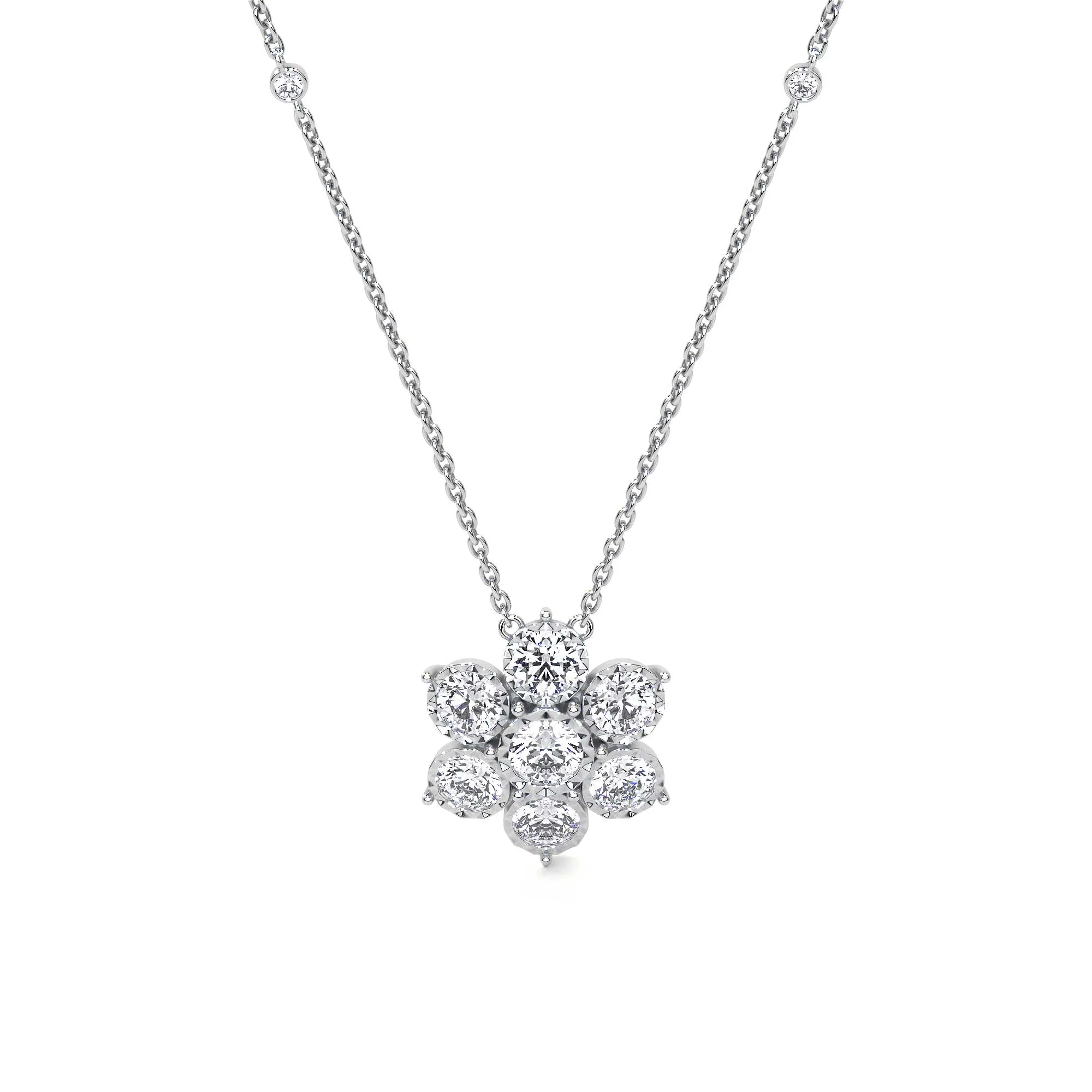 Diamond Flower Pendant Necklace