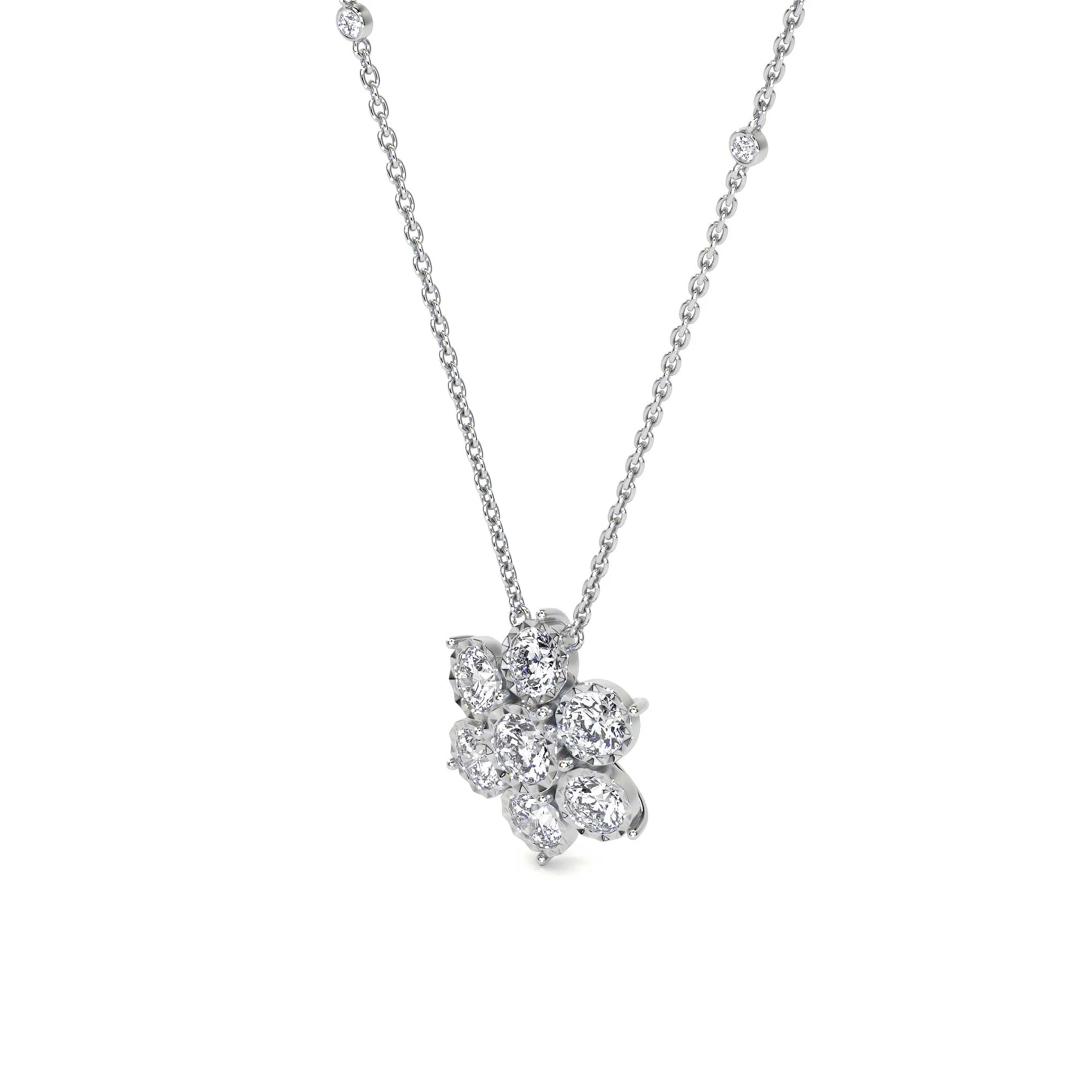 Diamond Flower Pendant Necklace