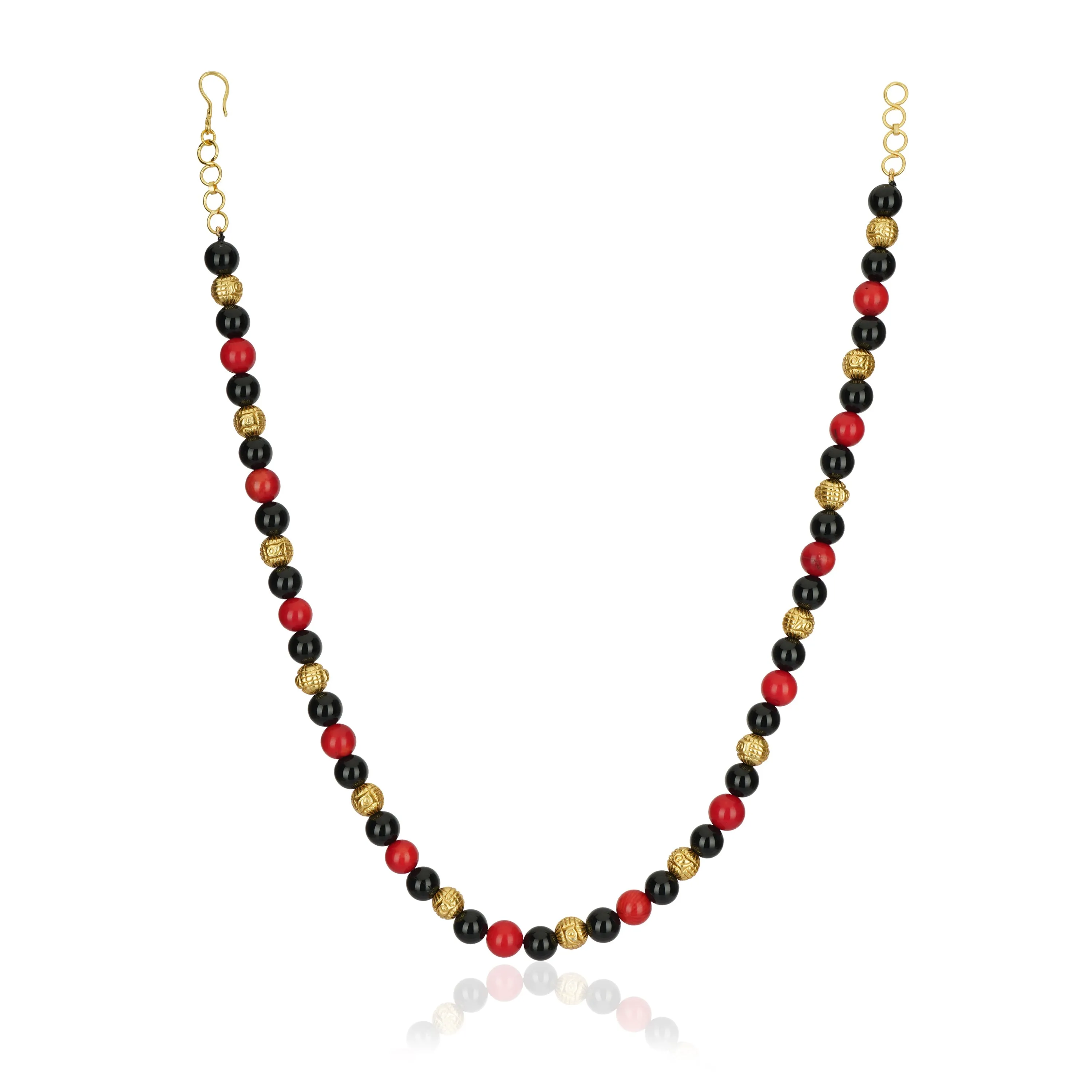 Dor Gold Plated Coral Black Onyx String Set