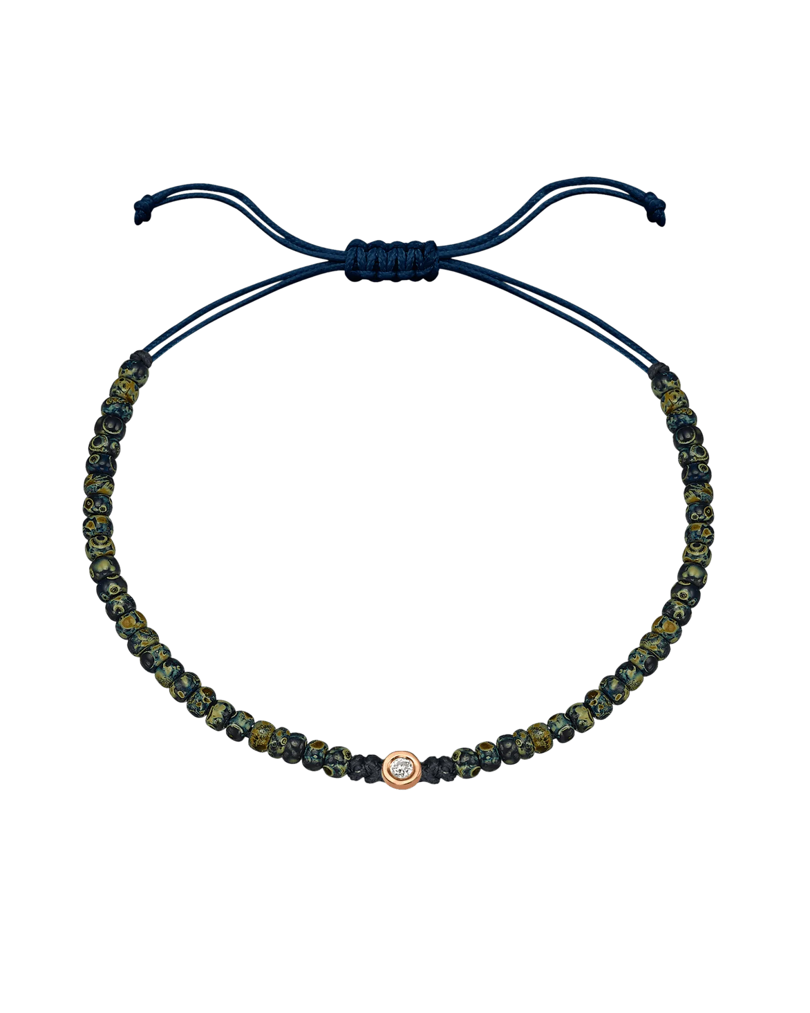 Dyed Blue Beads String Of Love - 14K Rose Gold