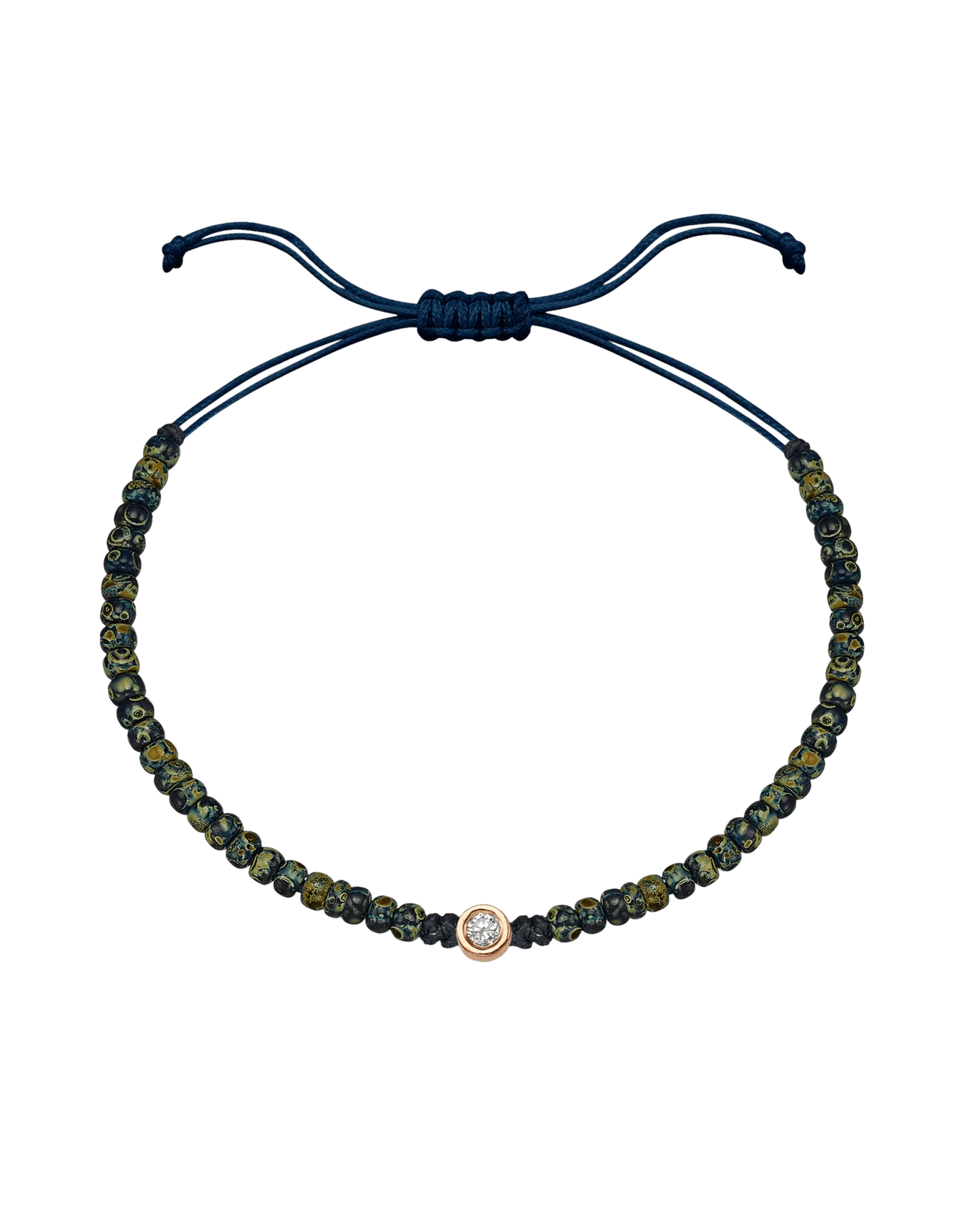 Dyed Blue Beads String Of Love - 14K Rose Gold