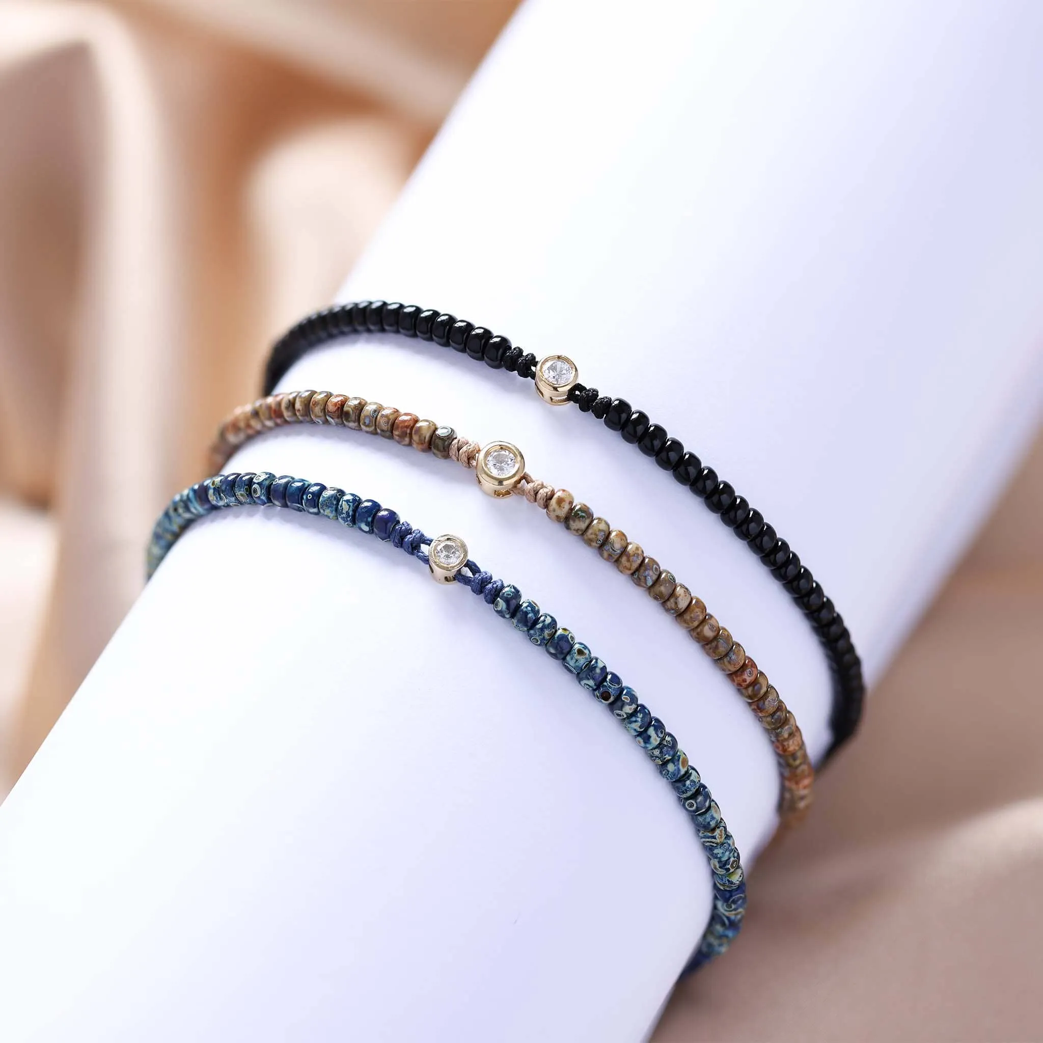 Dyed Blue Beads String Of Love - 14K Rose Gold