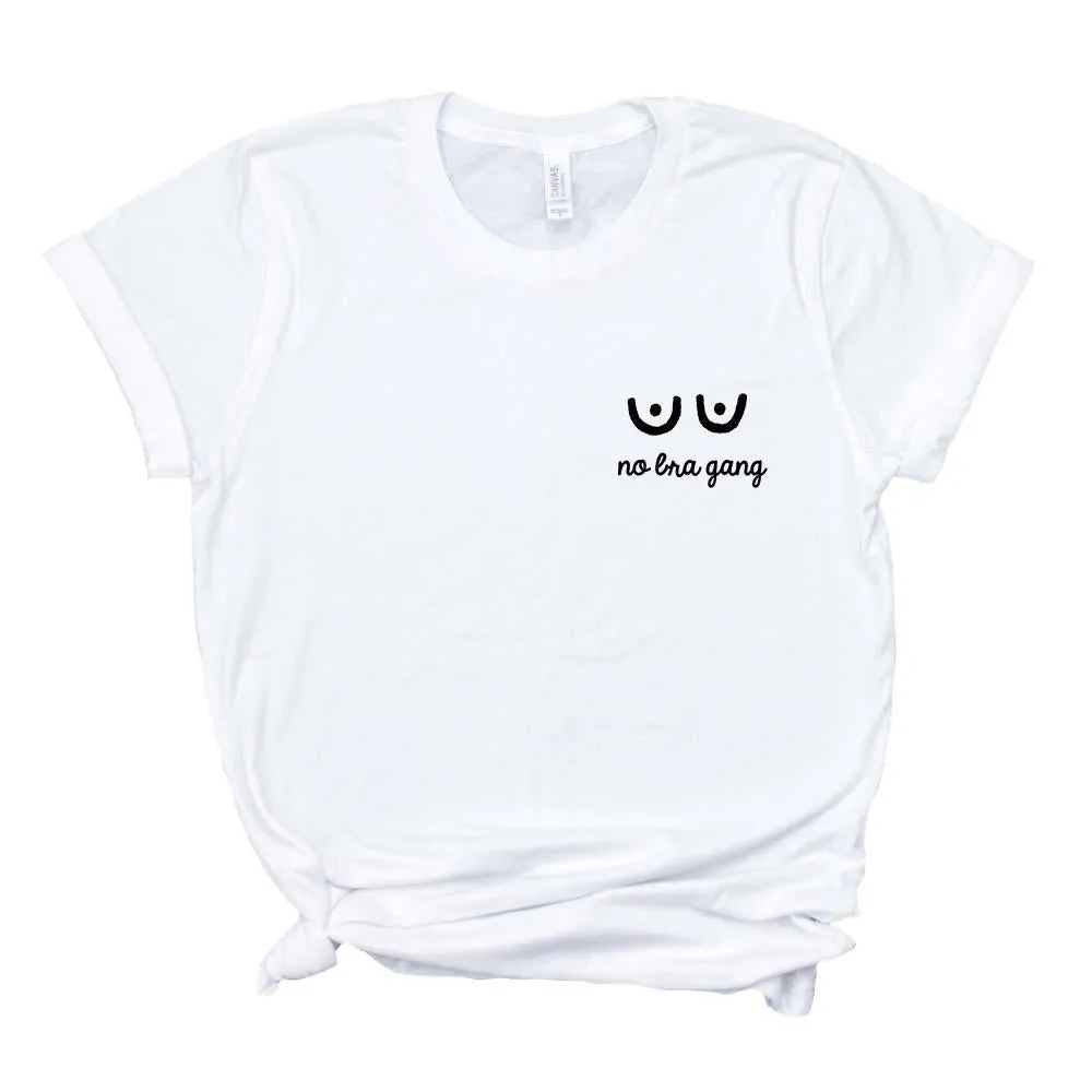 Embroidered No bra Gang Feminist T-Shirt