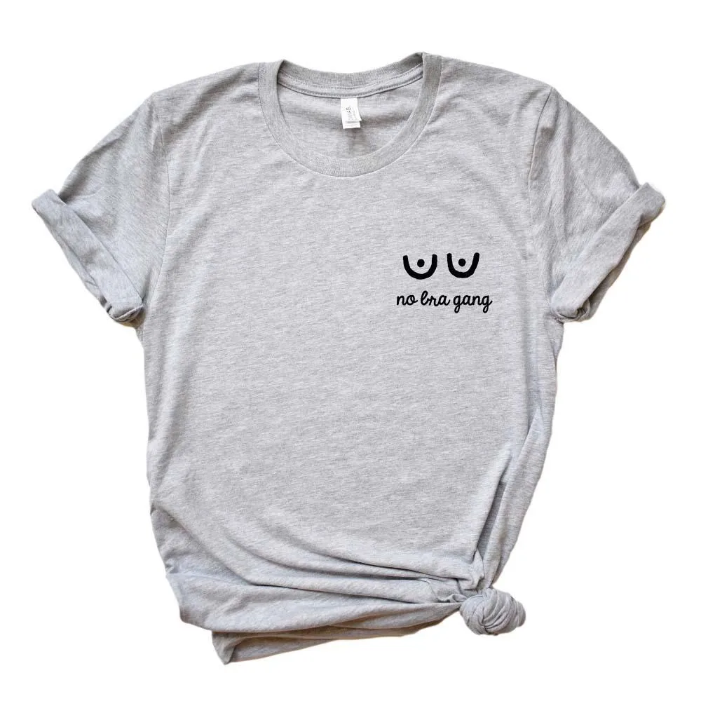 Embroidered No bra Gang Feminist T-Shirt