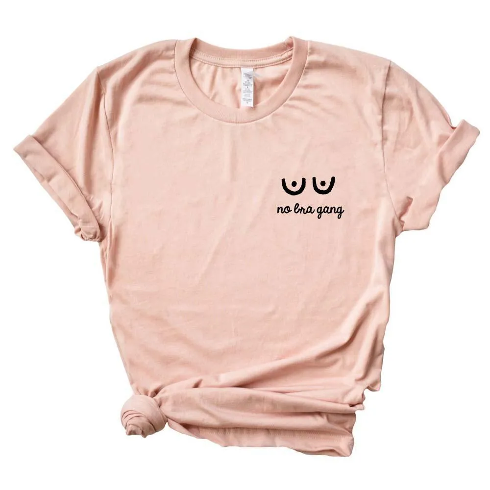 Embroidered No bra Gang Feminist T-Shirt