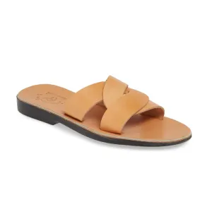 Emily - Leather Crossover Strap Sandal | Tan