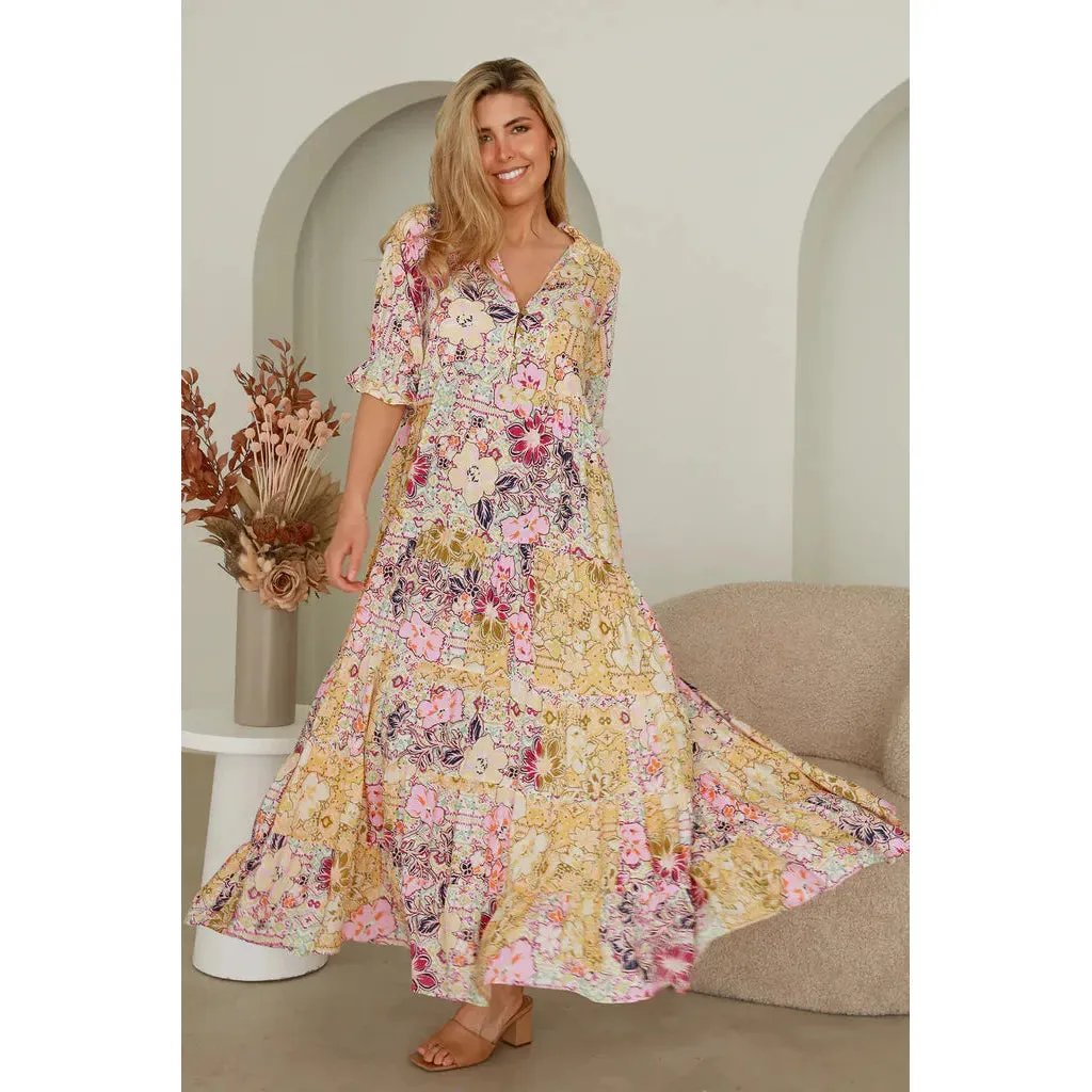 Eva Maxi Dress - Lemon Floral