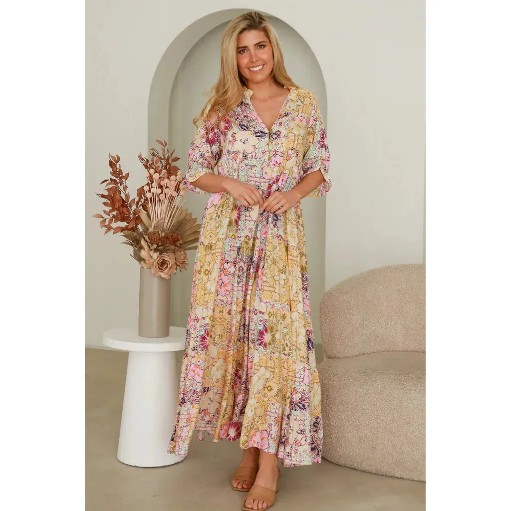 Eva Maxi Dress - Lemon Floral