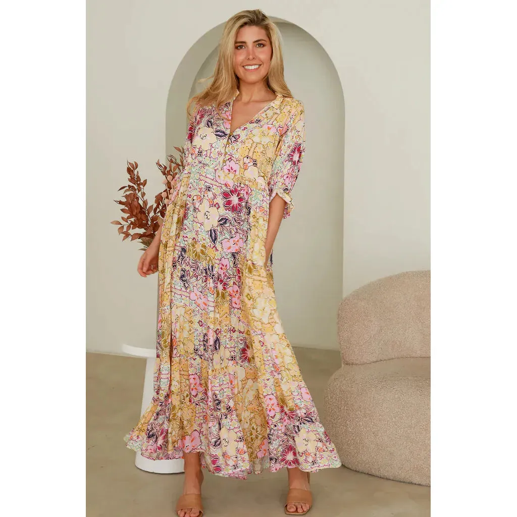 Eva Maxi Dress - Lemon Floral