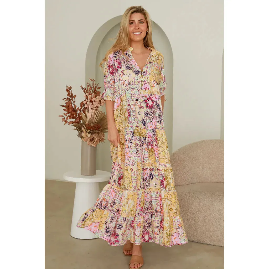 Eva Maxi Dress - Lemon Floral