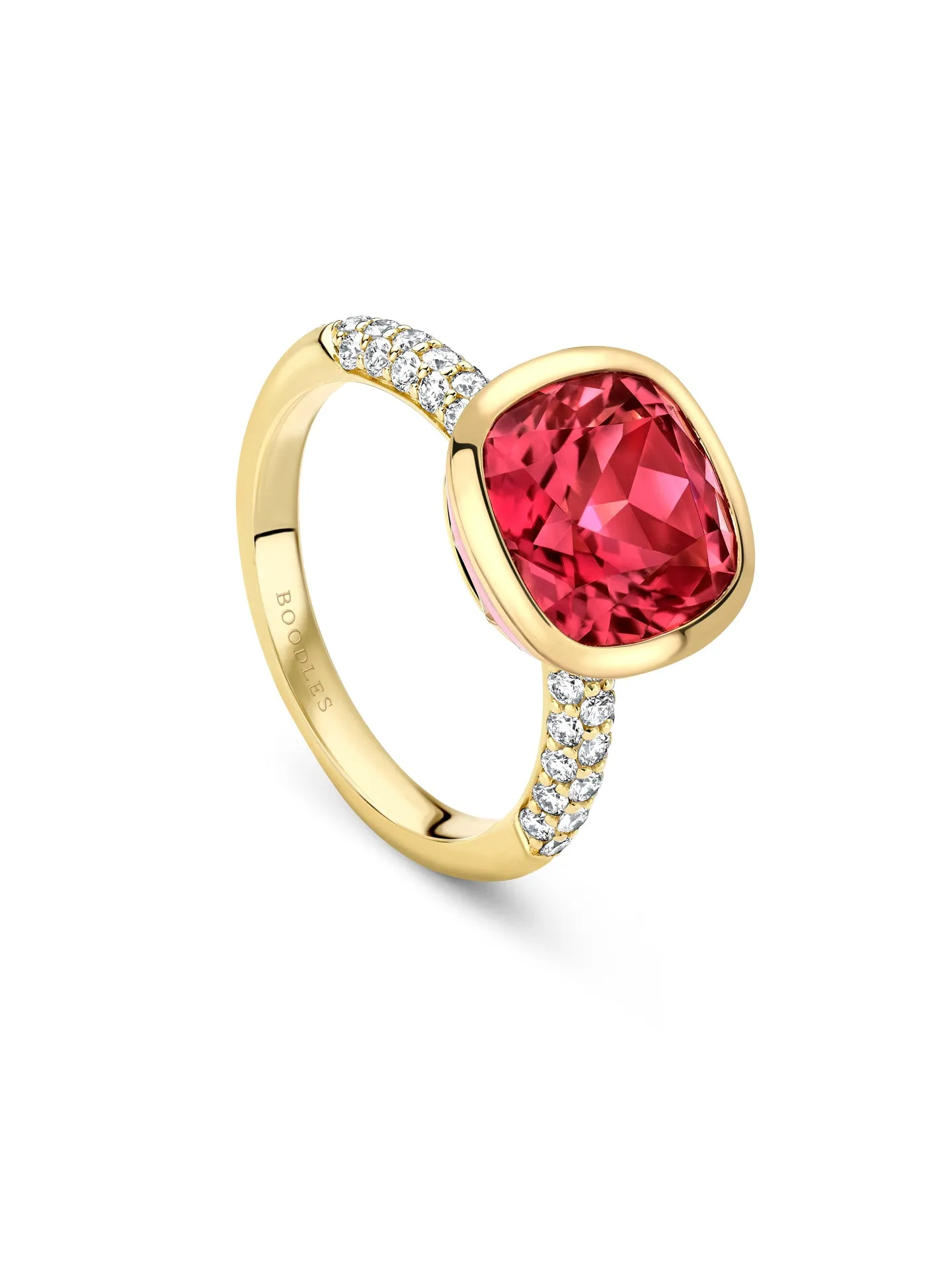 Florentine Dolce Vita Cusion Pink Tourmaline Yellow Gold Ring