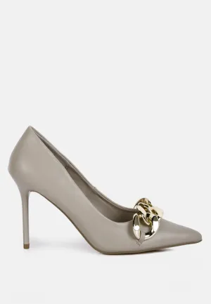 Fontana Link Chain Detail High Heel Pumps