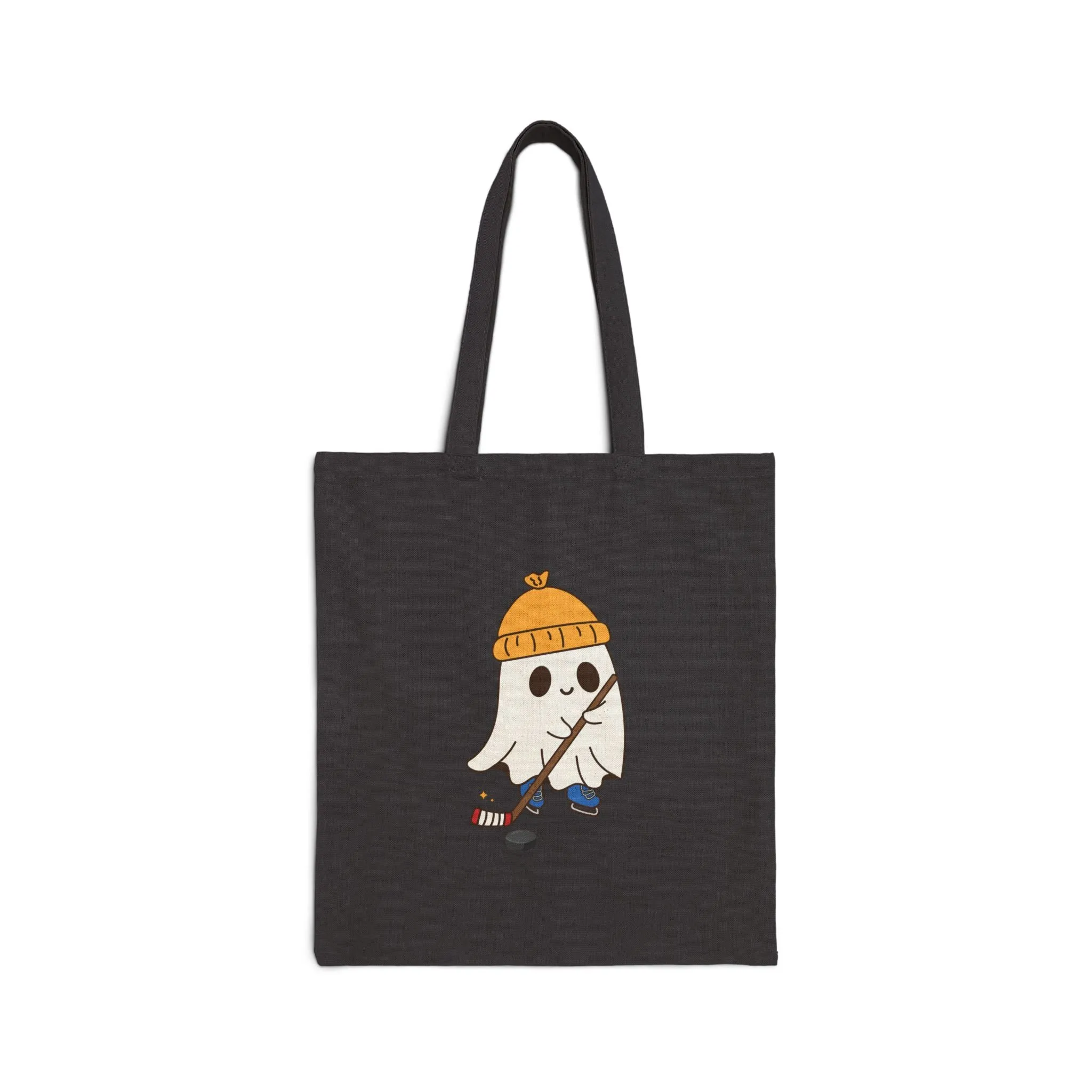 Ghost Playing Hockey Cotton Canvas Tote Bag