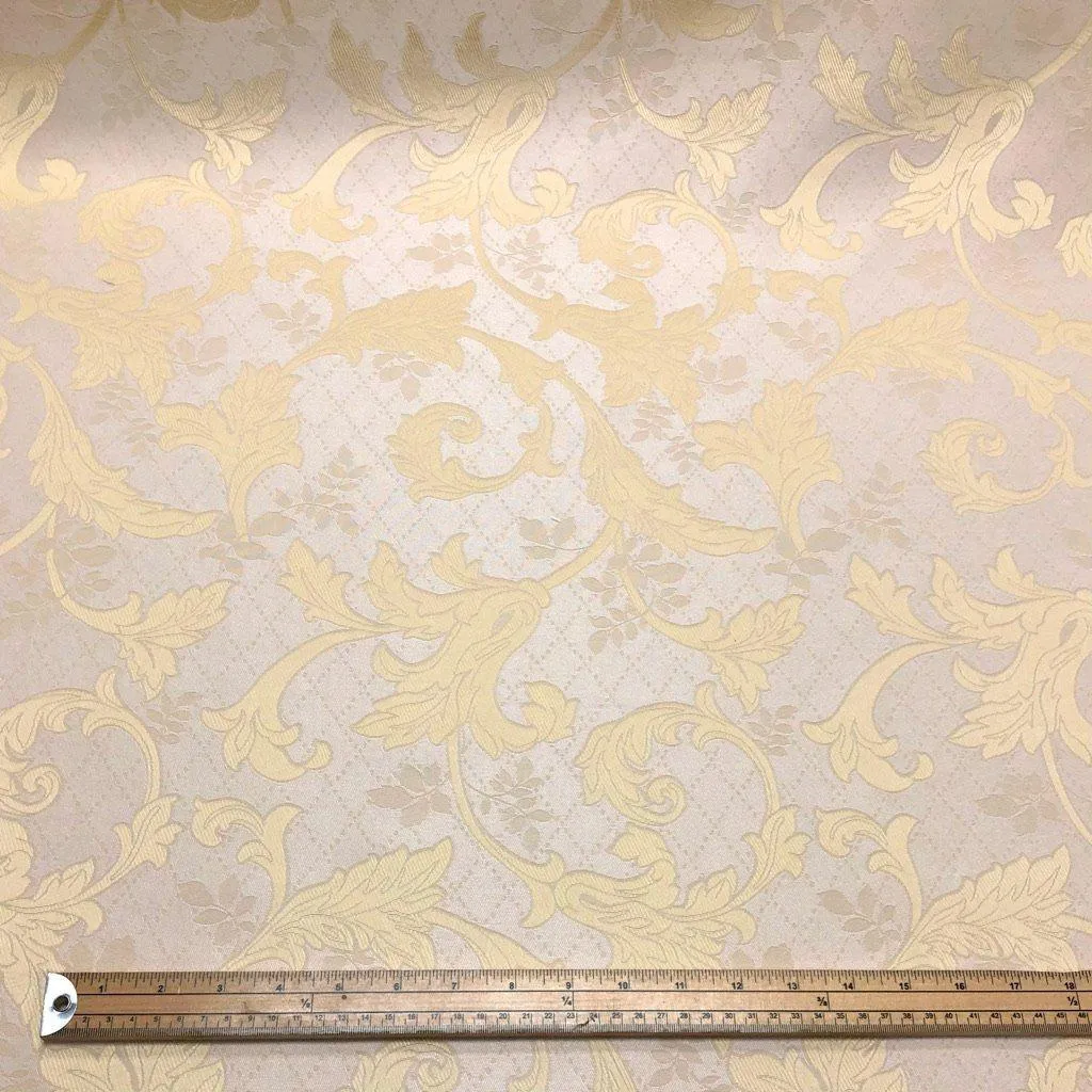 Gold Floral Damask Upholstery Fabric