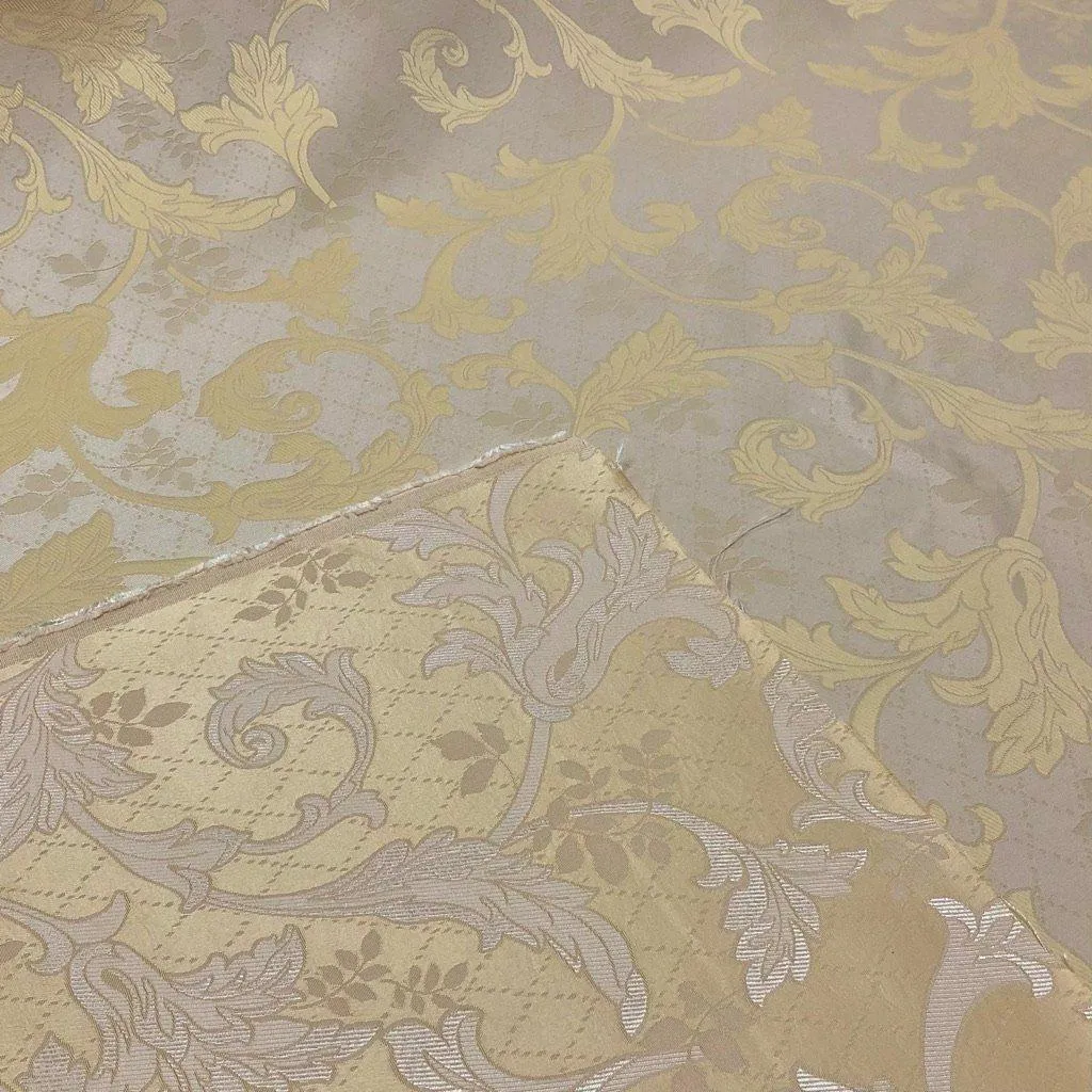 Gold Floral Damask Upholstery Fabric