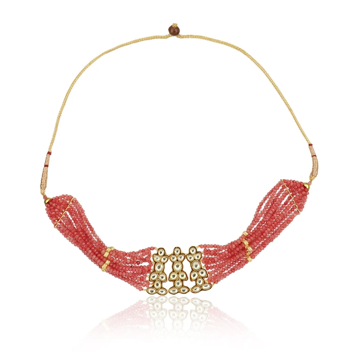 Gold Plated Barsaat Kundan Pink Choker Set