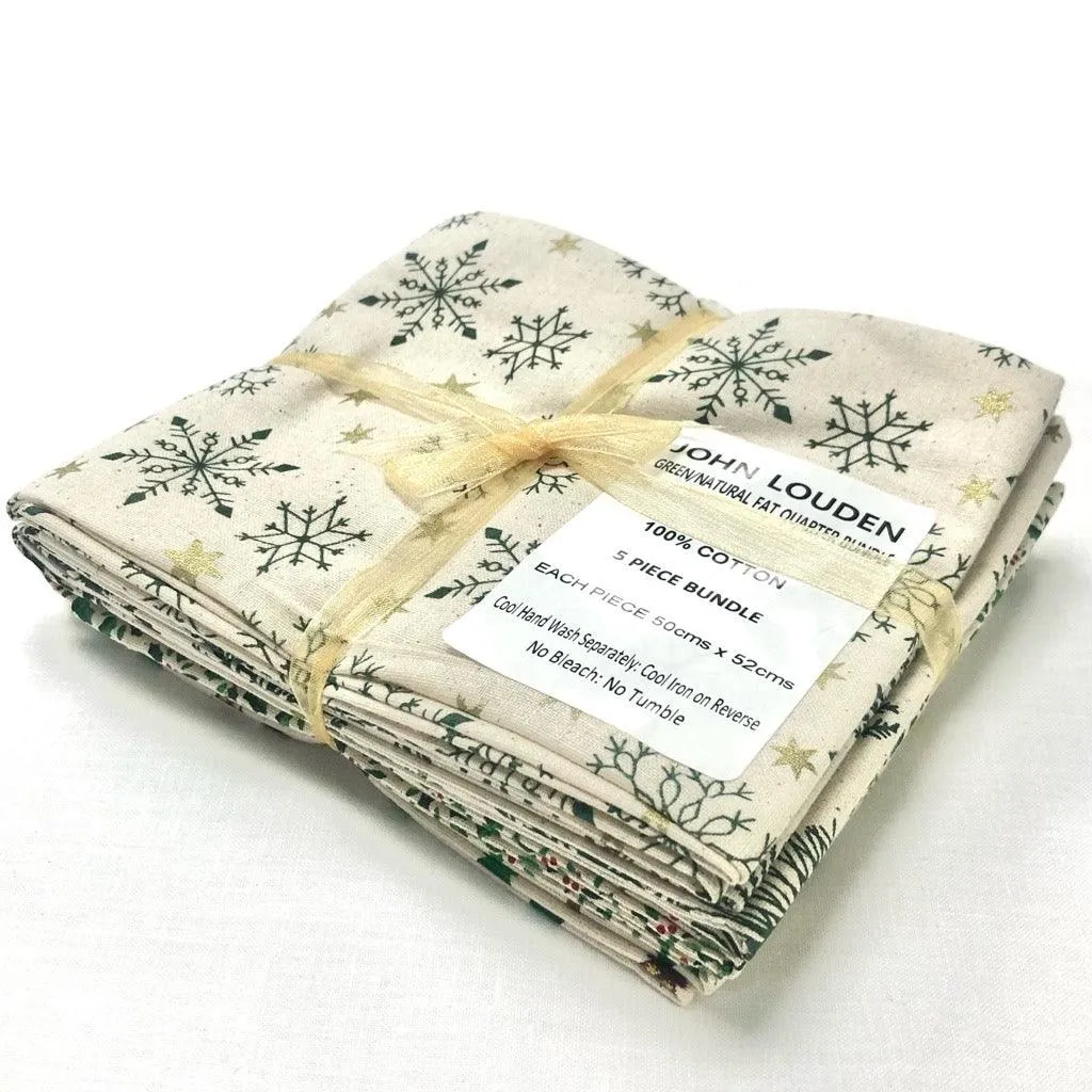 Green/Natural Fat Quarter Christmas Bundle - No.21