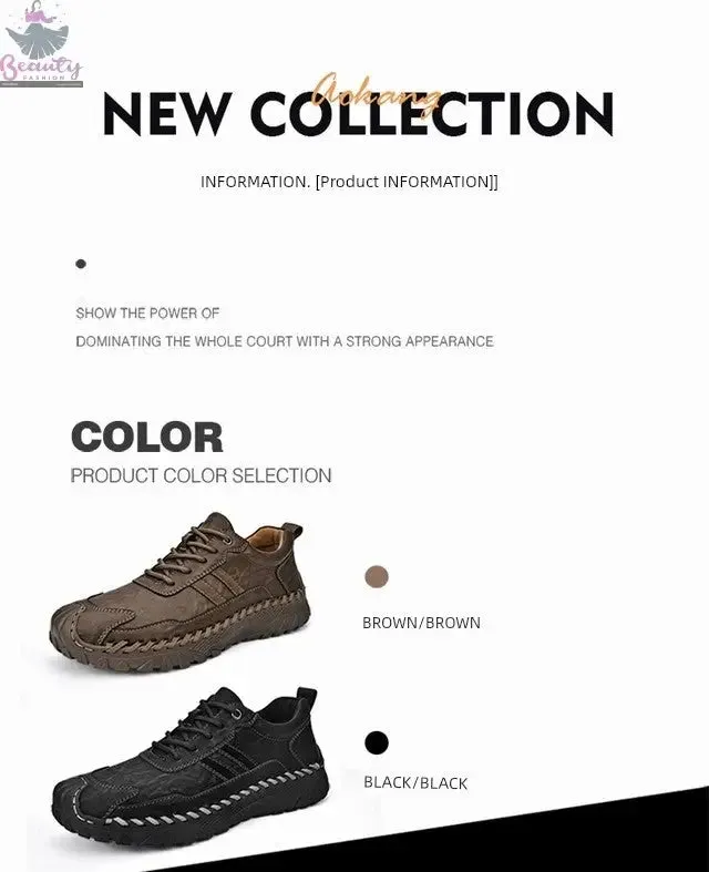 Handmade Men's Shoes Soft Bottom Non-Slip Leather Shoes Autumn New Genuine Leather Non-Slip British Lace-up Casual Shoes Outdoor Work Shoes