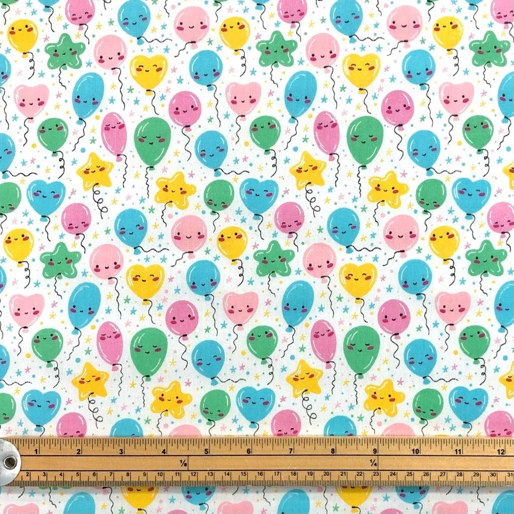 Happy Balloons Polycotton Fabric