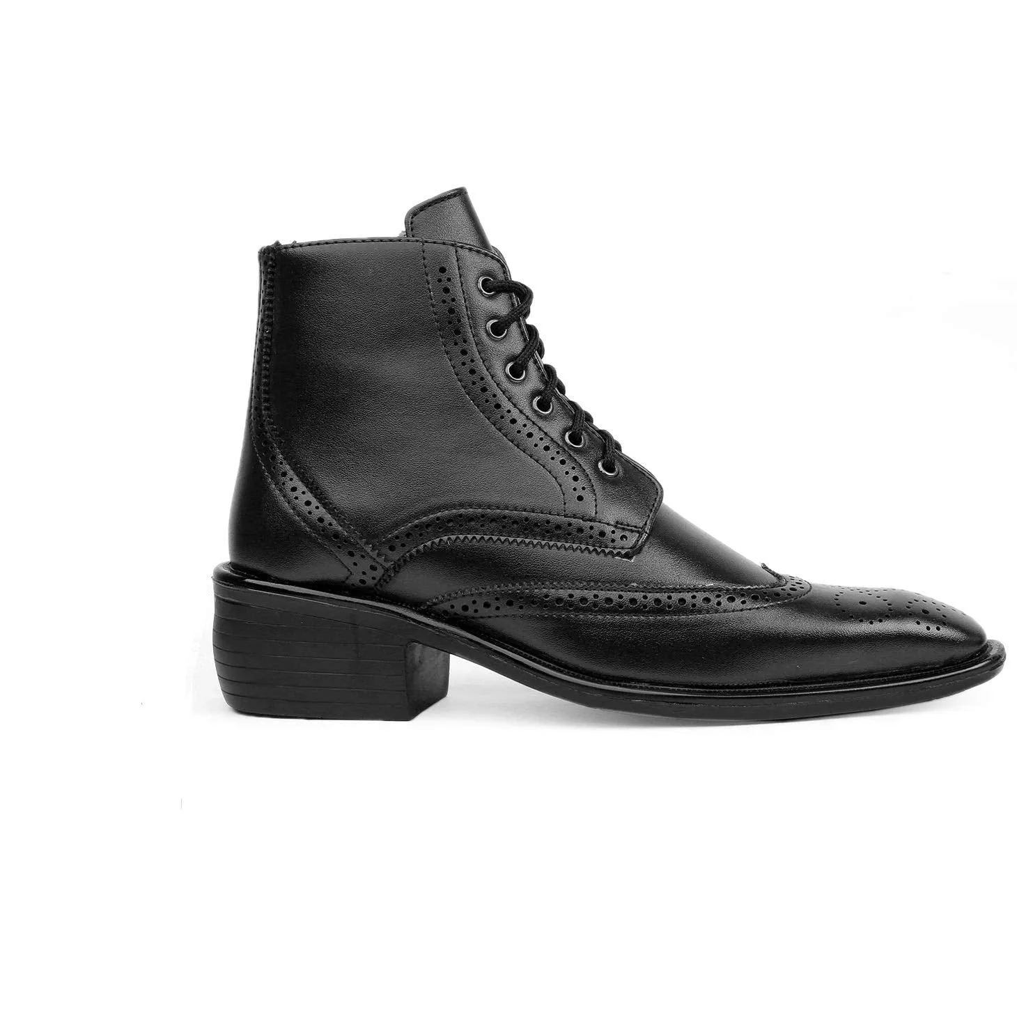 High Ankle Height Increasing Black Casual And Outdoor Boot For Men-JonasParamount