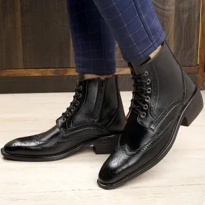 High Ankle Height Increasing Black Casual And Outdoor Boot For Men-JonasParamount