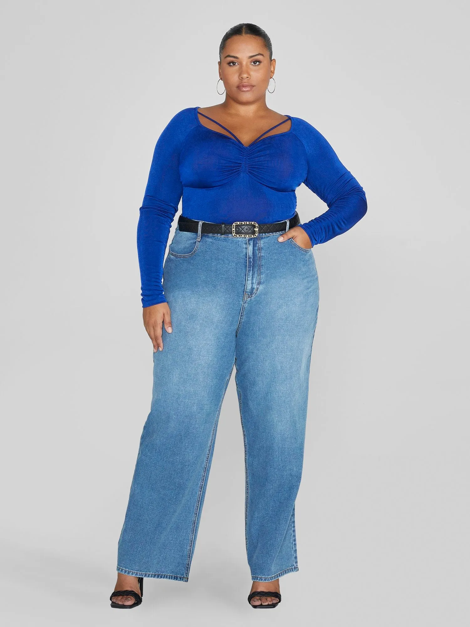 High Rise Light Wash Wide Leg Jeans