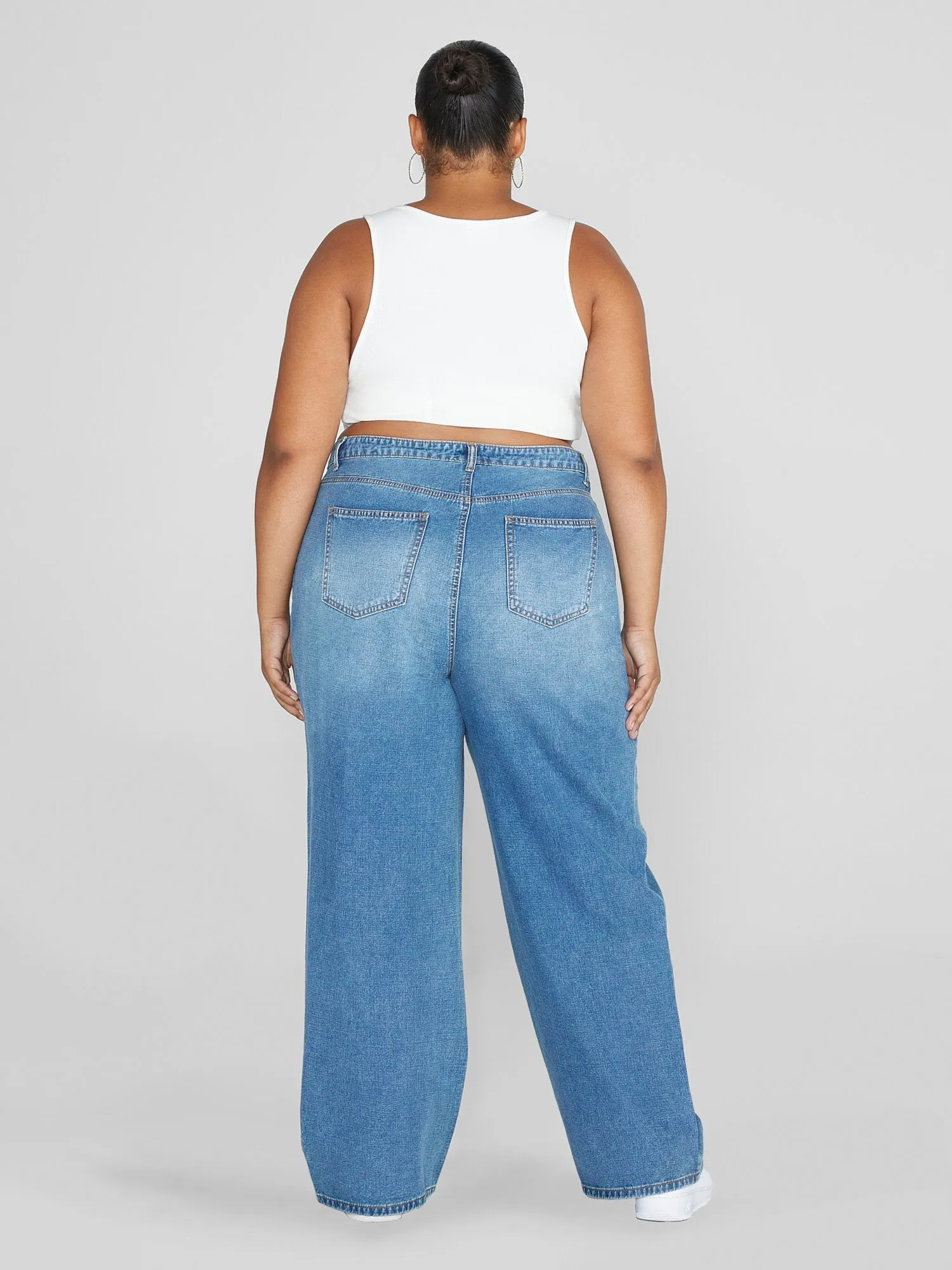 High Rise Light Wash Wide Leg Jeans