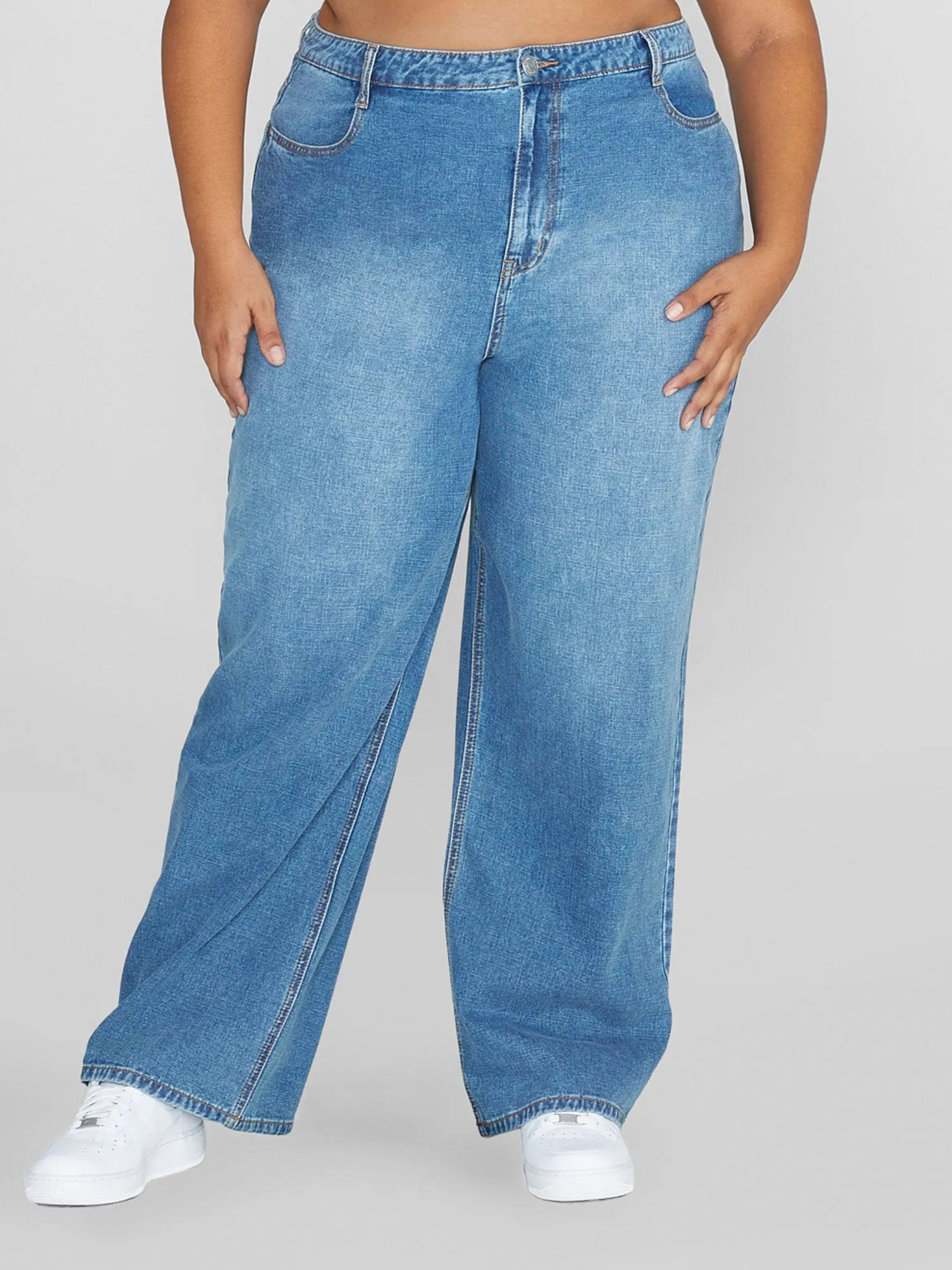 High Rise Light Wash Wide Leg Jeans