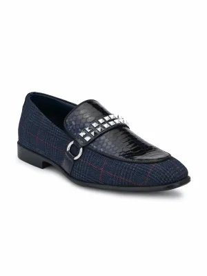 Hitz Men's Blue Leather Slip-On Party Wear Shoes