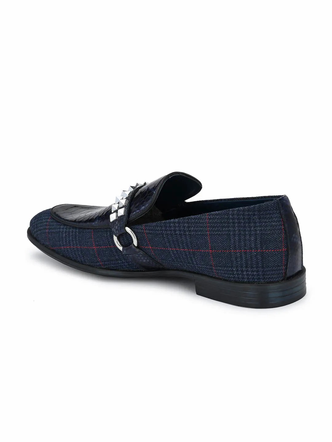 Hitz Men's Blue Leather Slip-On Party Wear Shoes