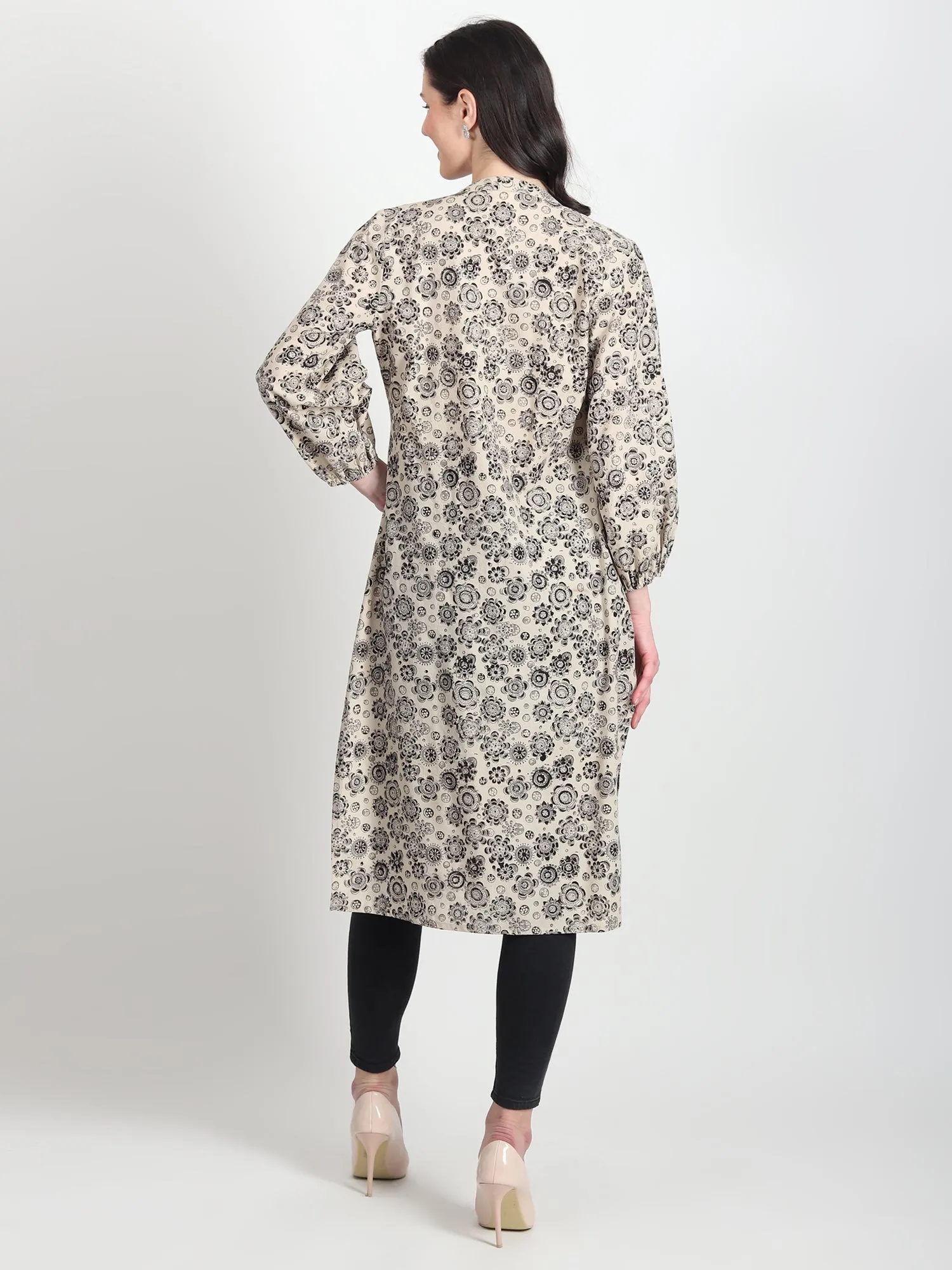 IRENE Hand Block Printed Straight Kurti Floral Motifs