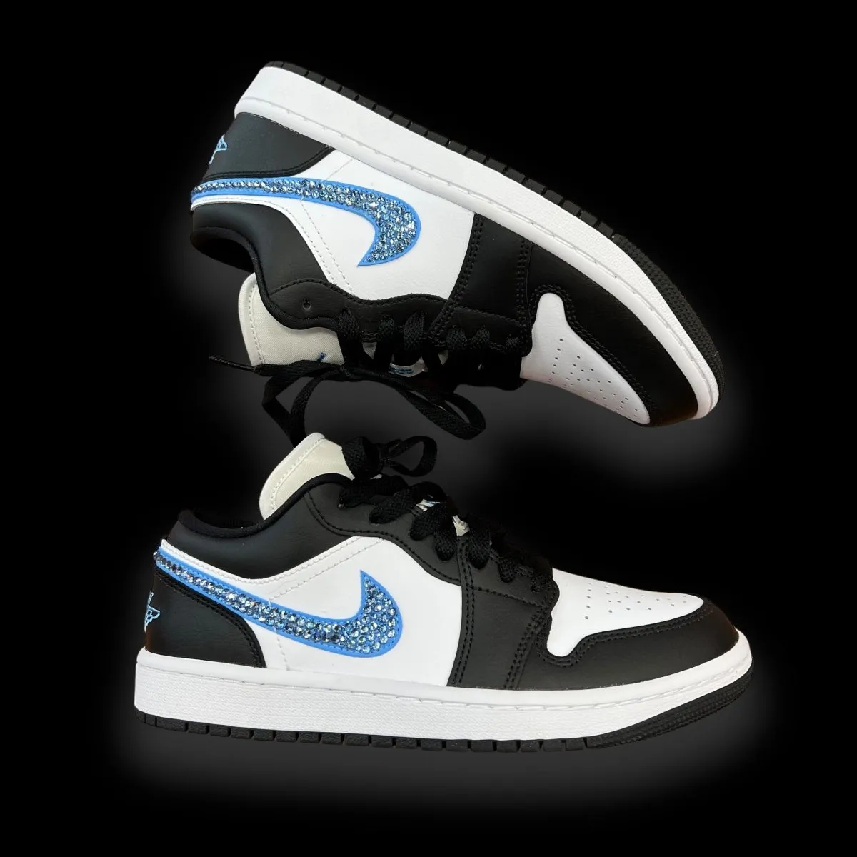 Jordan 1 Low Black University Blue Blingy Jawns