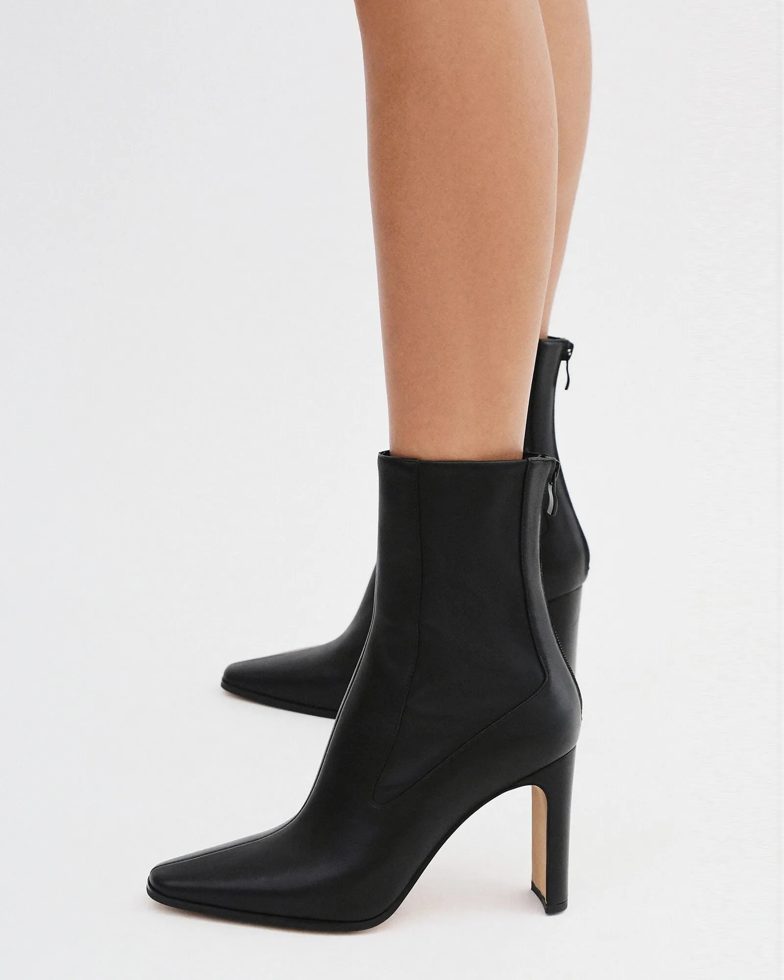 JUNE HIGH ANKLE BOOTS BLACK LEATHER