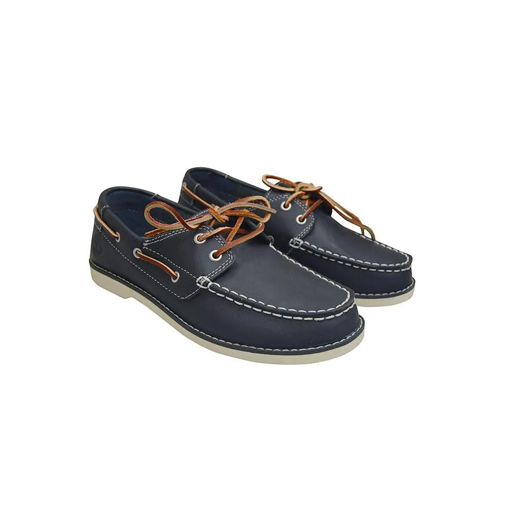 Juniors Boat Shoes - 3197A - Navy blue boat Shoes for big Kids UK 5.5