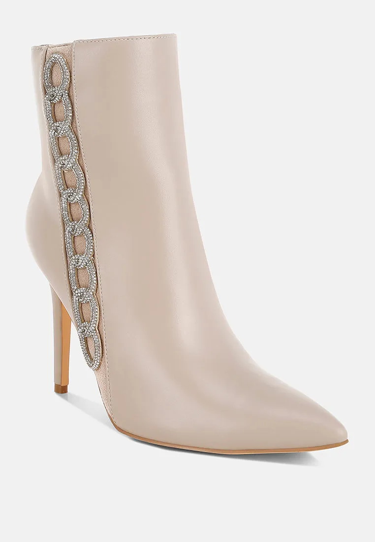 Kalina Rhinestones Chain Detail Boots