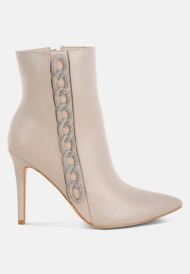 Kalina Rhinestones Chain Detail Boots